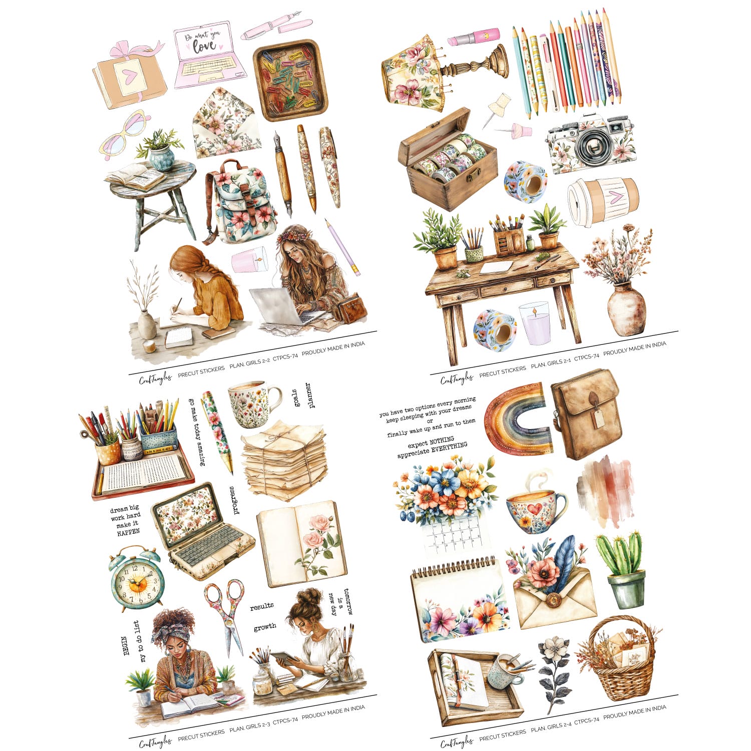 CrafTangles Precut Journal Stickers - Planner Girls 2 (Pack of 61 stickers) - Image 3