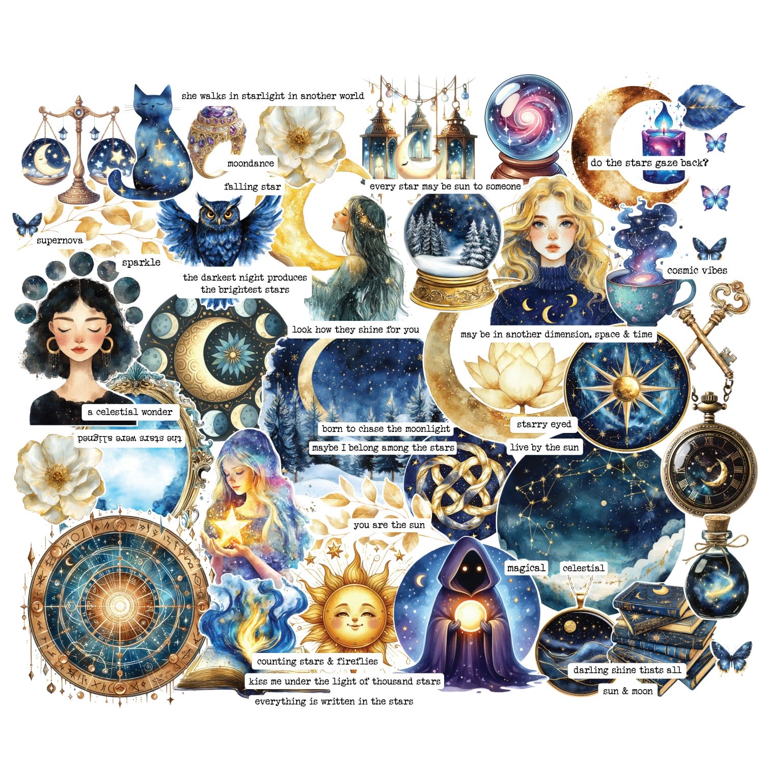 CrafTangles Precut Journal Stickers - Celestial Girls 1 (Pack of 63 stickers) CTPCS 75 Celestial Girls 1 CrafTangles Precut Journal Stickers 1 CrafTangles Precut Journal Stickers - Celestial Girls 1 (Pack of 63 stickers)