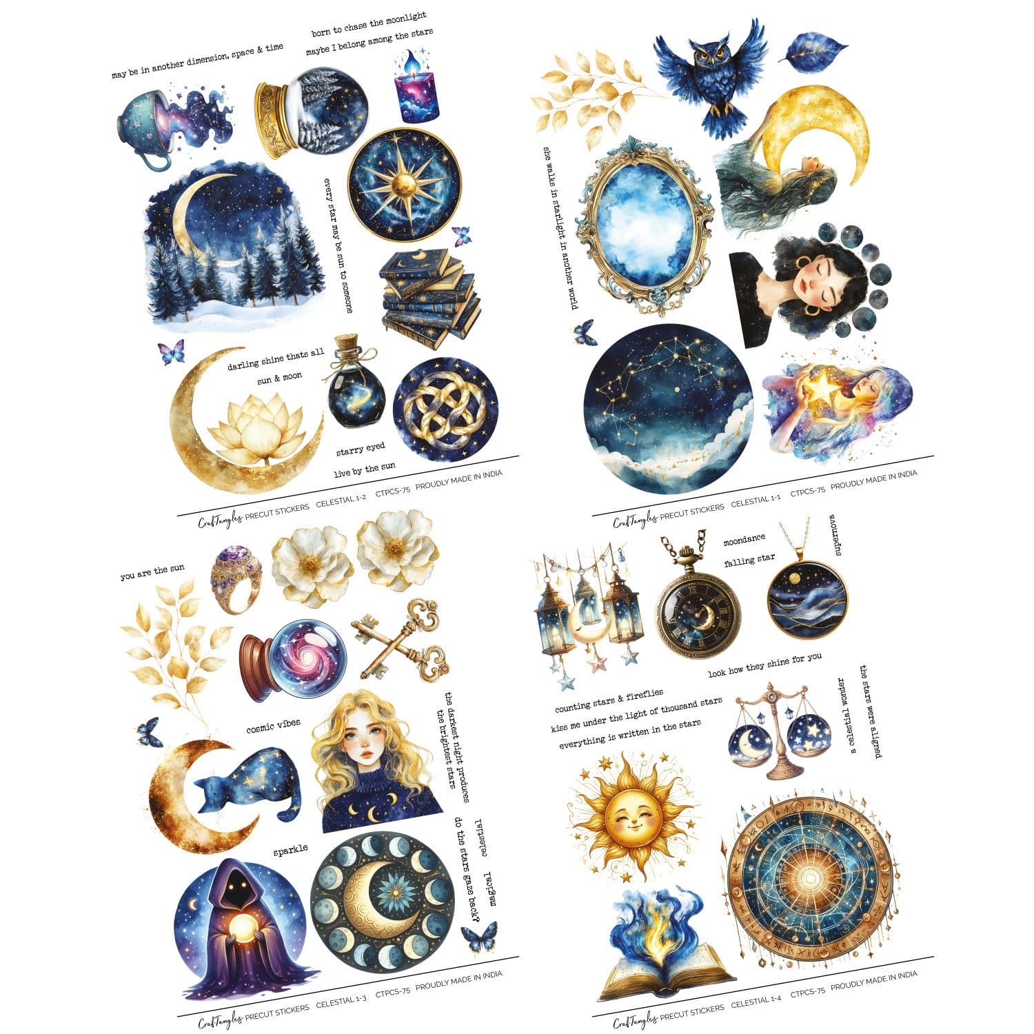 CrafTangles Precut Journal Stickers - Celestial Girls 1 (Pack of 63 stickers) CTPCS 75 Celestial Girls 1 CrafTangles Precut Journal Stickers 2 CrafTangles Precut Journal Stickers - Celestial Girls 1 (Pack of 63 stickers) - Image 2