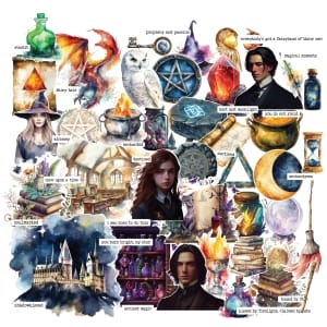 CrafTangles Precut Journal Stickers - Fantasy Girls 1 (Pack of 59 stickers)