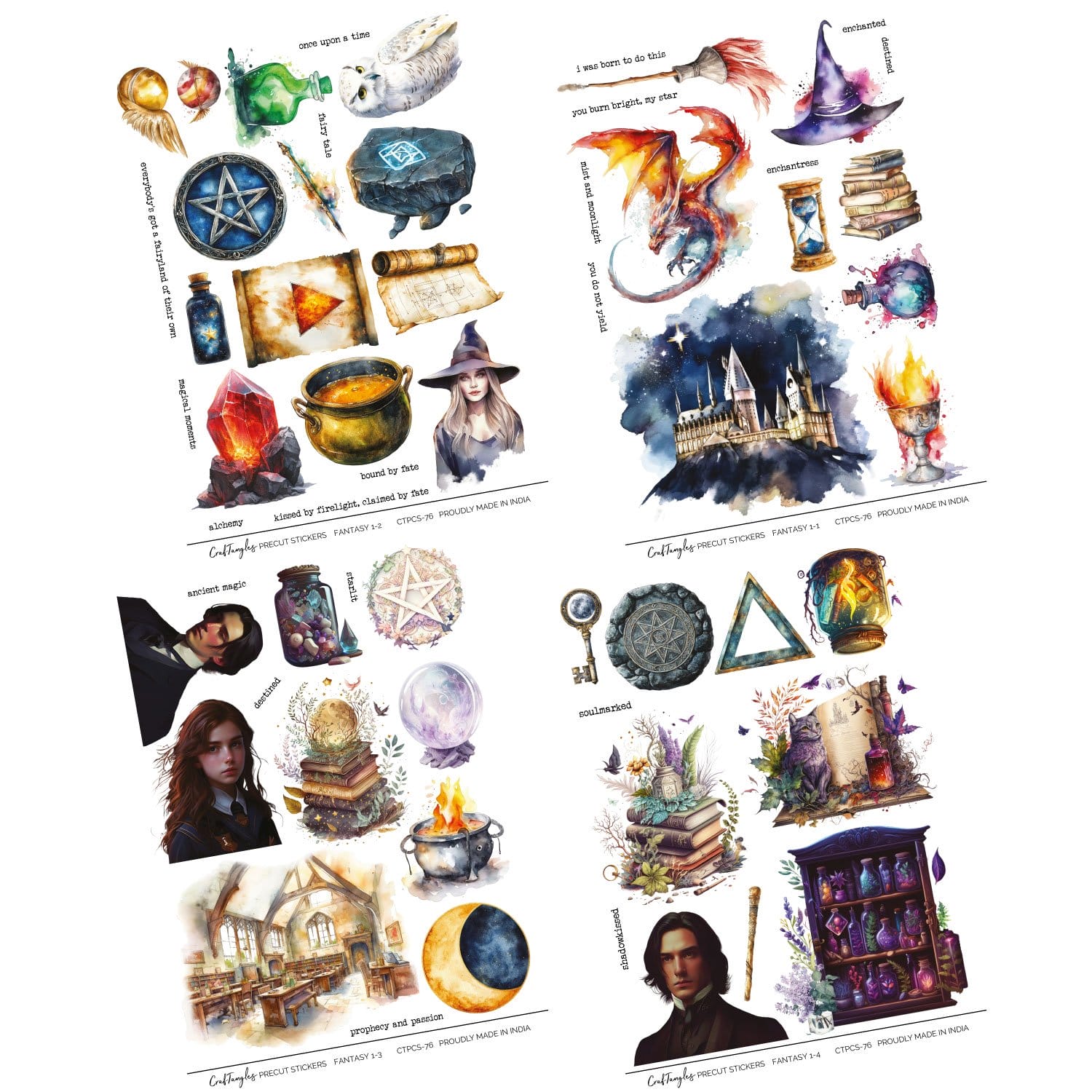 CrafTangles Precut Journal Stickers - Fantasy Girls 1 (Pack of 59 stickers) - Image 2