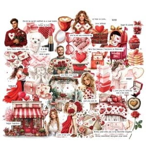 CrafTangles Precut Journal Stickers - Love Letters 2 (Pack of 58 stickers)