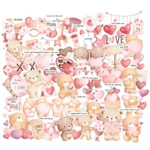 CrafTangles Precut Journal Stickers - Cute Love 1 (Pack of 82 stickers)