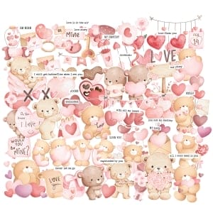 CrafTangles Precut Journal Stickers - Cute Love 1 (Pack of 82 stickers)