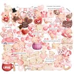 CrafTangles Precut Journal Stickers - Cute Love 2 (Pack of 65 stickers)