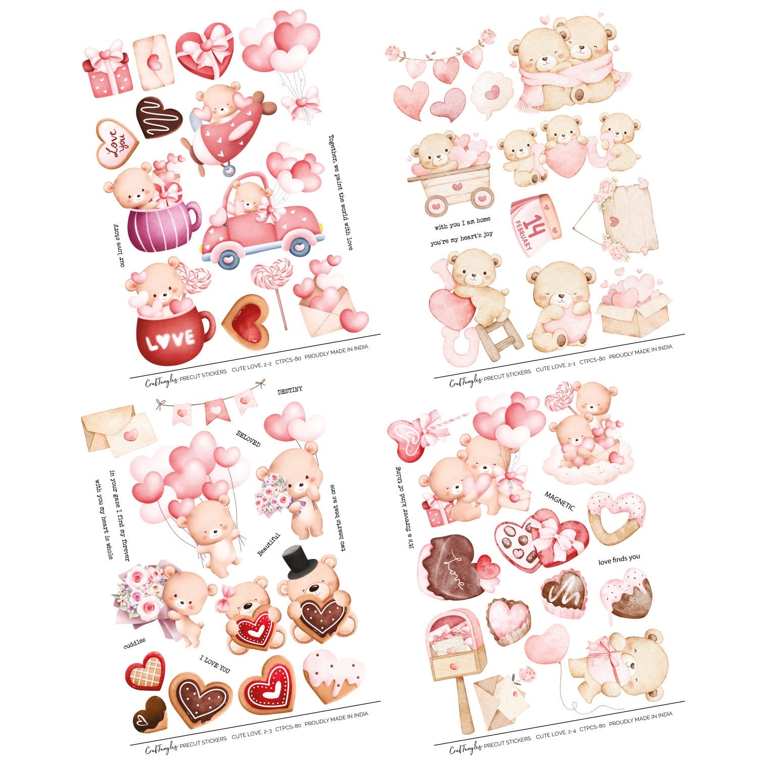 CrafTangles Precut Journal Stickers - Cute Love 2 (Pack of 65 stickers) CTPCS 80 Cute Love 2 CrafTangles Precut Journal Stickers 2 CrafTangles Precut Journal Stickers - Cute Love 2 (Pack of 65 stickers) - Image 3