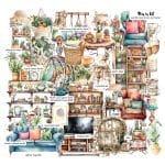 CrafTangles Precut Journal Stickers - Cozy Home 1 (Pack of 47 stickers)