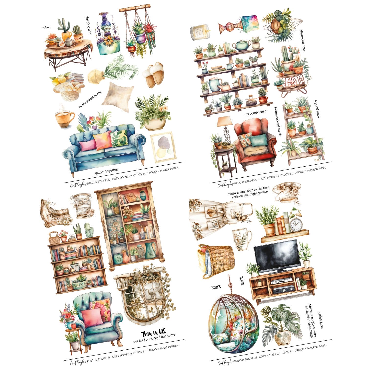 CrafTangles Precut Journal Stickers - Cozy Home 1 (Pack of 47 stickers) - Image 3