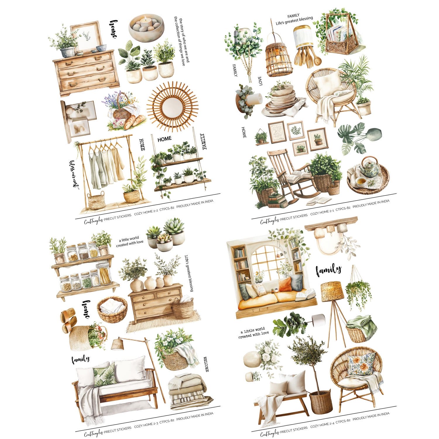 CrafTangles Precut Journal Stickers - Cozy Home 2 (Pack of 55 stickers) CTPCS 82 Cozy Home 2 CrafTangles Precut Journal Stickers 2 CrafTangles Precut Journal Stickers - Cozy Home 2 (Pack of 55 stickers) - Image 3