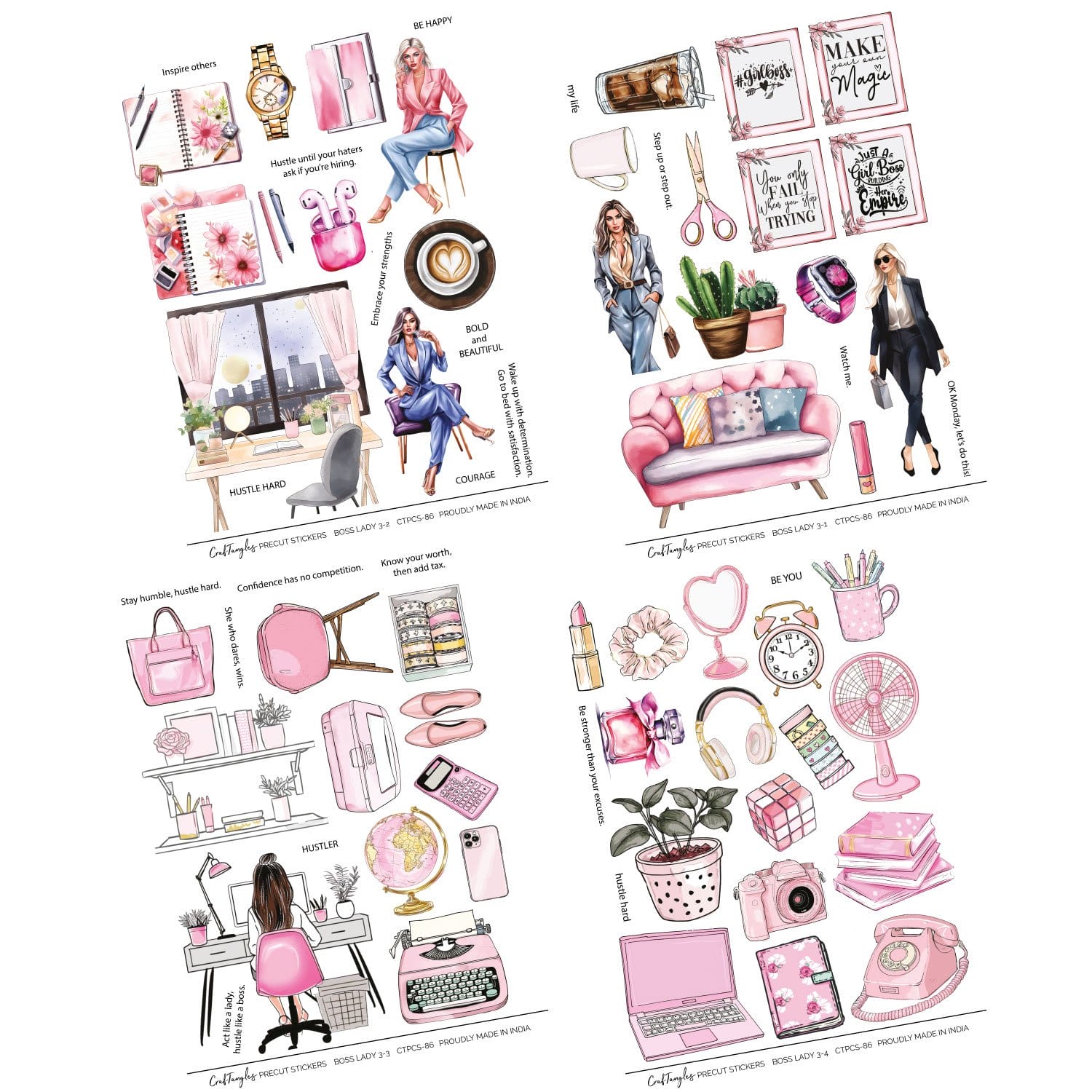 CrafTangles Precut Journal Stickers - Boss Lady 3 (Pack of 70 stickers) - Image 3
