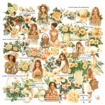 CrafTangles Precut Journal Stickers - Spring Girls 11 (Pack of 62 stickers)