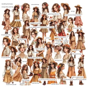 CrafTangles Precut Journal Stickers - Pretty Girls 1 (Pack of 67 stickers)