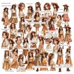 CrafTangles Precut Journal Stickers - Pretty Girls 1 (Pack of 67 stickers)