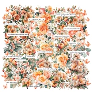 CrafTangles Precut Journal Stickers - Spring Flowers 15 (Pack of 64 stickers)