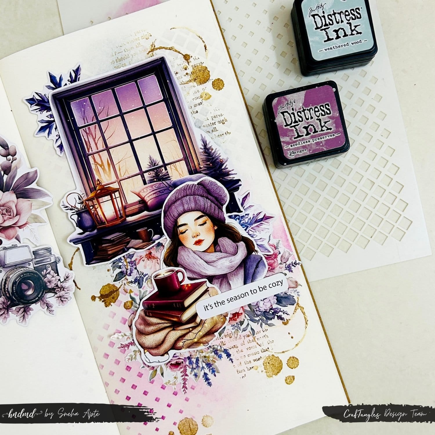 CrafTangles 6"x6" Stencil - Diamond Fade CrafTangles Winter Art Journal CrafTangles 6"x6" Stencil - Diamond Fade - Image 3