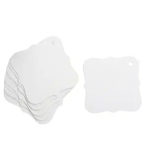 CrafTangles paper Tags - Curved Square - 350 gsm - Plain White (10 pcs)