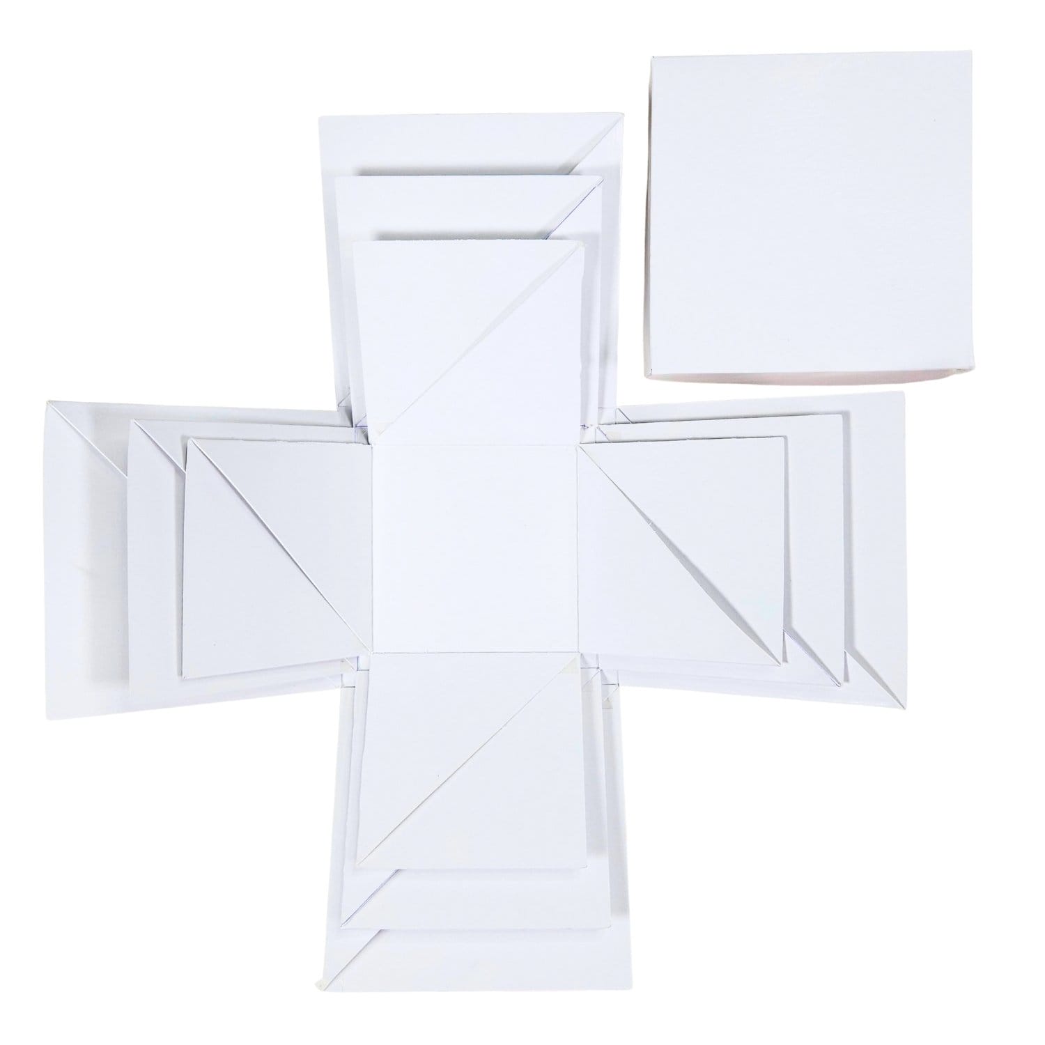 CrafTangles paper Explosion Box (with Flaps) Base - 350 gsm - Plain White craftangles explosion box base with side flaps open CrafTangles paper Explosion Box (with Flaps) Base - 350 gsm - Plain White - Image 2