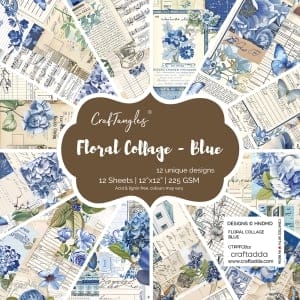 CrafTangles scrapbooking Papers Floral Collage Blue 12by12