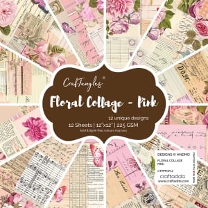 CrafTangles scrapbooking Papers Floral Collage Pink 12by12
