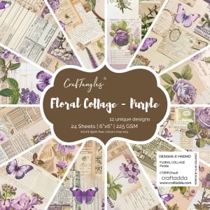 CrafTangles scrapbooking Papers Floral Collage Purple 6by6