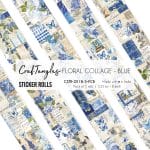 CrafTangles Journal Sticker Rolls (Pack of 5 designs) - Floral Collage - Blue