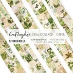 CrafTangles Journal Sticker Rolls (Pack of 5 designs) - Floral Collage - Green