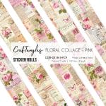 CrafTangles Journal Sticker Rolls (Pack of 5 designs) - Floral Collage - Pink