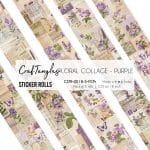 CrafTangles Journal Sticker Rolls (Pack of 5 designs) - Floral Collage - Purple