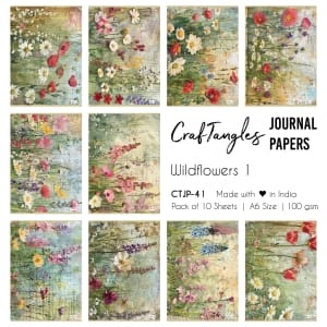 CrafTangles Journal Papers (A6 pack of 10 sheets) - Wildflowers 1