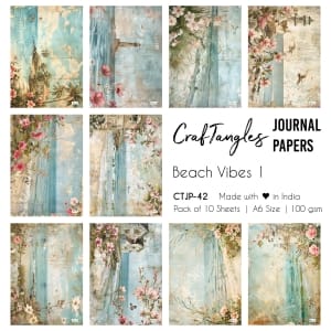 CrafTangles Journal Papers (A6 pack of 10 sheets) - Beach Vibes 1