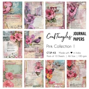 CrafTangles Journal Papers (A6 pack of 10 sheets) - Pink Collection 1