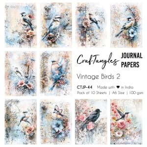 CrafTangles Journal Papers (A6 pack of 10 sheets) - Vintage Birds 2