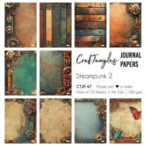 CrafTangles Journal Papers (A6 pack of 10 sheets) - Steampunk 2