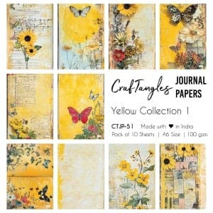 CrafTangles Journal Papers (A6 pack of 10 sheets) - Yellow Collection 1
