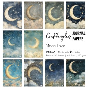 CrafTangles Journal Papers (A6 pack of 10 sheets) - Moon Love