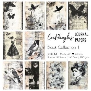 CrafTangles Journal Papers (A6 pack of 10 sheets) - Black Collection 1