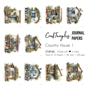 CrafTangles Journal Papers (A6 pack of 10 sheets) - Country House 1
