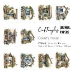 CrafTangles Journal Papers (A6 pack of 10 sheets) - Country House 1