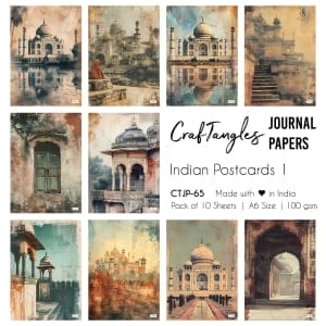 CrafTangles Journal Papers (A6 pack of 10 sheets) - Indian Postcards 1