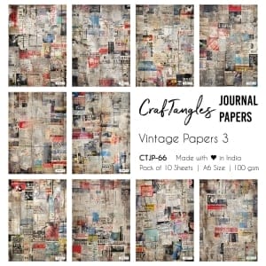 CrafTangles Journal Papers (A6 pack of 10 sheets) - Vintage Papers 3