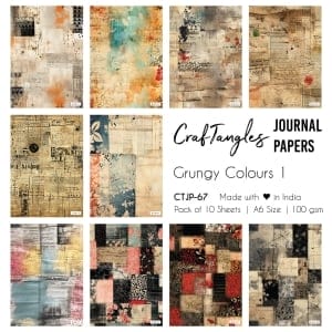 CrafTangles Journal Papers (A6 pack of 10 sheets) - Grungy Colours 1