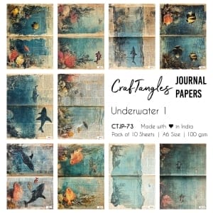CrafTangles Journal Papers (A6 pack of 10 sheets) - Underwater 1