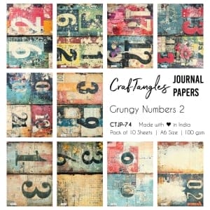 CrafTangles Journal Papers (A6 pack of 10 sheets) - Grungy Numbers 2