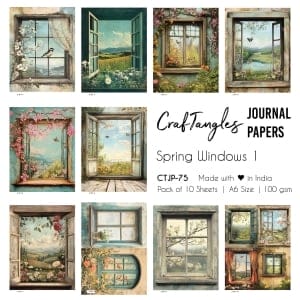CrafTangles Journal Papers (A6 pack of 10 sheets) - Spring Window 1