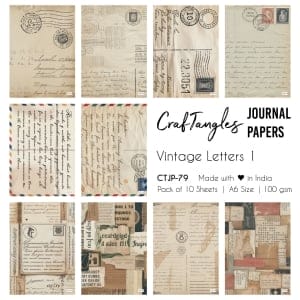 CrafTangles Journal Papers (A6 pack of 10 sheets) - Vintage Letters 1