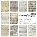 CrafTangles Journal Papers (A6 pack of 10 sheets) - Vintage Music 1