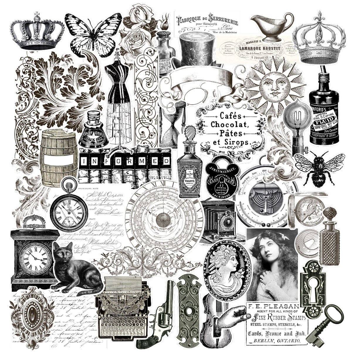 CrafTangles DieCuts / Ephemera Pack - Vintage Elements 2