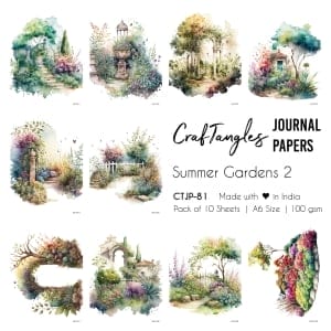 CrafTangles Journal Papers (A6 pack of 10 sheets) - Summer Gardens 2