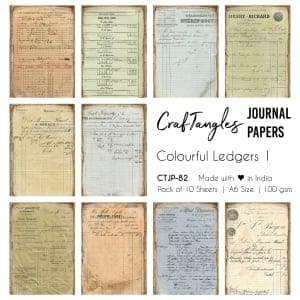 CrafTangles Journal Papers (A6 pack of 10 sheets) - Colourful Ledgers 1