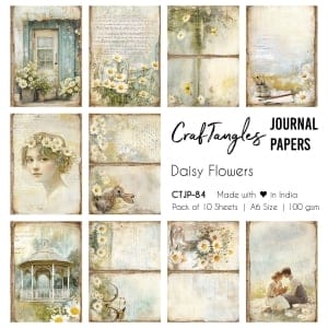CrafTangles Journal Papers (A6 pack of 10 sheets) - Daisy Flowers